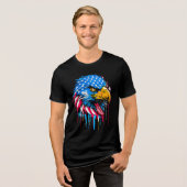Patriottische Amerikaanse vlag Eagle Tri-Blend Shirt (Voorkant volledig)