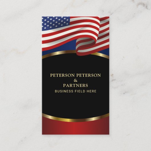 Patriottische Amerikaanse vlag Elegante gouden acc Visitekaartje (Voorkant)
