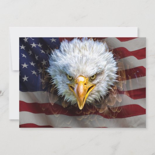 Patriottische Amerikaanse vlag en adelaar uitnodig Kaart (Voorkant)