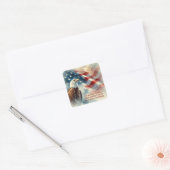 Patriottische Amerikaanse vlag en Bald Eagle-adres Vierkante Sticker (Envelop)
