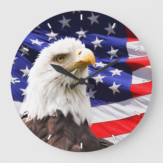Patriottische Amerikaanse vlag en Bald Eagle Wall  Grote Klok (Voorkant)