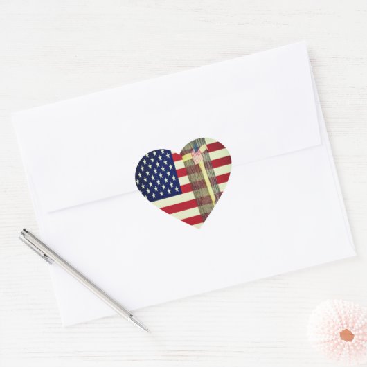 Patriottische Amerikaanse vlag en gele Sticker (Envelop)