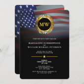 Patriottische Amerikaanse vlag en gouden Initiaal Kaart (Voorkant / Achterkant)