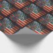 Patriottische Amerikaanse vlag en kerstboom Cadeaupapier (Hoek)