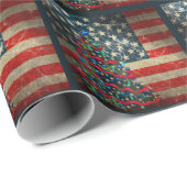Patriottische Amerikaanse vlag en kerstboom Cadeaupapier (Rol Hoek)