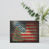 Patriottische Amerikaanse vlag en kerstboom Feestdagenkaart (Staand voorkant)