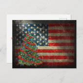 Patriottische Amerikaanse vlag en kerstboom Feestdagenkaart (Voorkant / Achterkant)