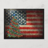 Patriottische Amerikaanse vlag en kerstboom Feestdagenkaart (Voorkant)