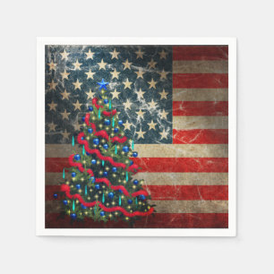 Patriottische Amerikaanse vlag en kerstboom Servet
