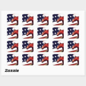 Patriottische Amerikaanse vlag en paard Vierkante Sticker (Vel)