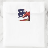Patriottische Amerikaanse vlag en paard Vierkante Sticker (Tas)