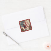  Patriottische Amerikaanse Vlag en Sinterklaas Vierkante Sticker (Envelop)
