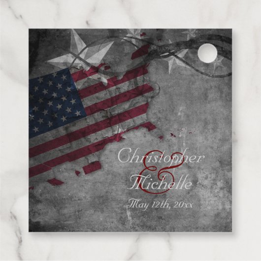 Patriottische Amerikaanse Vlag en Sterren Trouwfee Bedankjes Labels (Achterkant)