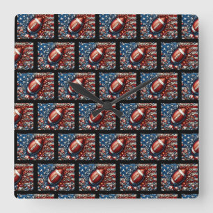 Patriottische Amerikaanse vlag en voetbal sport Vierkante Klok