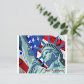 Patriottische Amerikaanse vlag en Vrijheidsbeeld Briefkaart (Staand voorkant)