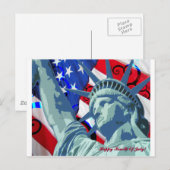 Patriottische Amerikaanse vlag en Vrijheidsbeeld Briefkaart (Voorkant / Achterkant)