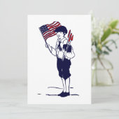 Patriottische Amerikaanse vlag en vuurwerk jongen (Staand voorkant)