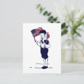 Patriottische Amerikaanse vlag en vuurwerk jongen Briefkaart (Staand voorkant)