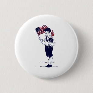 Patriottische Amerikaanse vlag en vuurwerk jongen Ronde Button 5,7 Cm
