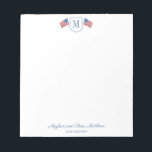 Patriottische Amerikaanse vlag familie Monogram Notitieblok<br><div class="desc">Introductie van onze USA Patriottisch Rood, Wit en Blauw Notitieblok, ideaal voor het etaleren van uw Amerikaanse trots! Dit stijlvolle notitieblok heeft een prachtig gedetailleerd Amerikaans vlagontwerp, geaccentueerd met een monogram van één letter naar keuze. Ideaal voor het noteren van notities, het maken van lijsten of het schrijven van berichten,...</div>