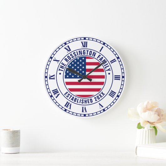 Patriottische Amerikaanse vlag Familienaam Datum v Grote Klok (Huis)