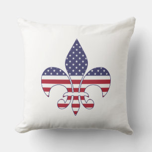 Patriottische Amerikaanse vlag Fleur-de-lis Kussen