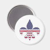 Patriottische Amerikaanse vlag Fleur-de-lis Magneet (Voorkant / Achterkant)