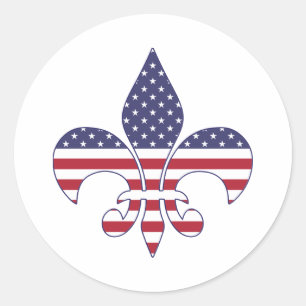 Patriottische Amerikaanse vlag Fleur-de-lis Ronde Sticker