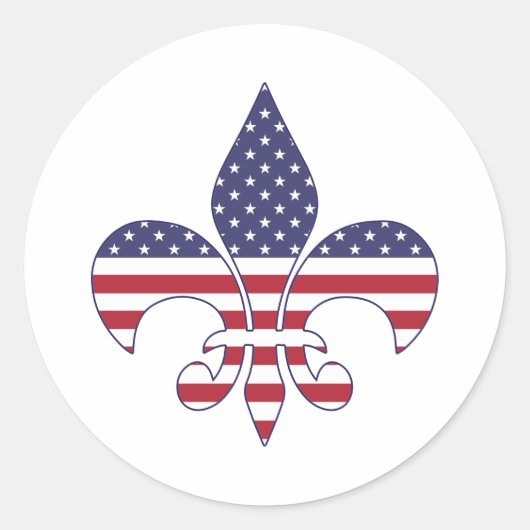 Patriottische Amerikaanse vlag Fleur-de-lis Ronde Sticker (Voorkant)