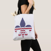 Patriottische Amerikaanse vlag Fleur-de-lis Tote Bag (Dichtbij)