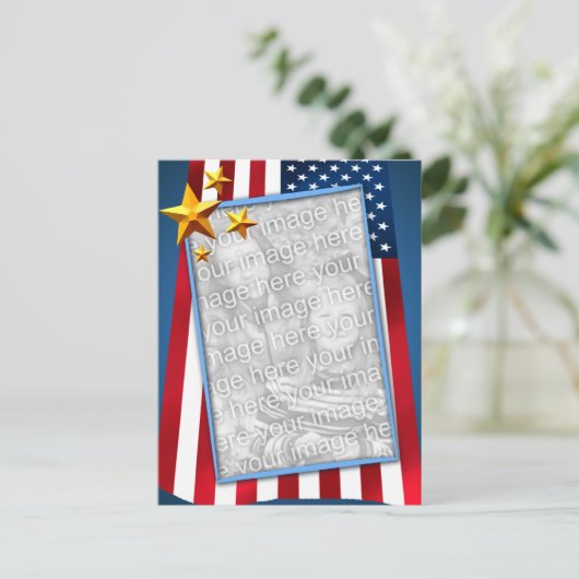 Patriottische Amerikaanse vlag Foto Briefkaart (Staand voorkant)
