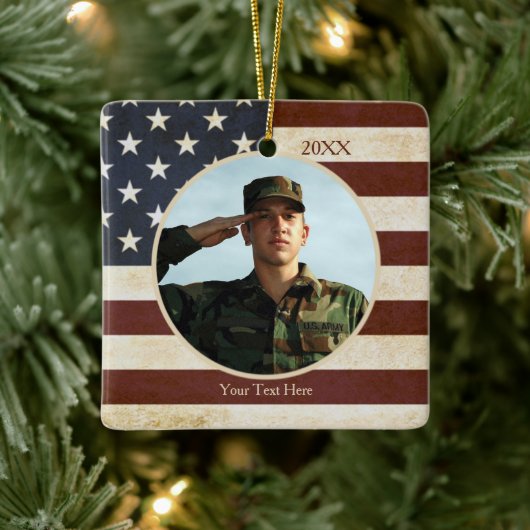 Patriottische  Amerikaanse vlag, foto Keramisch Ornament (Boom)