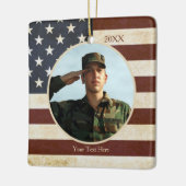 Patriottische  Amerikaanse vlag, foto Keramisch Ornament (Links)