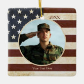 Patriottische  Amerikaanse vlag, foto Keramisch Ornament (Voorkant)