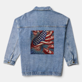 Patriottische Amerikaanse Vlag Fractal Denim Jacket