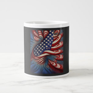 Patriottische Amerikaanse Vlag Fractal Grote Koffiekop
