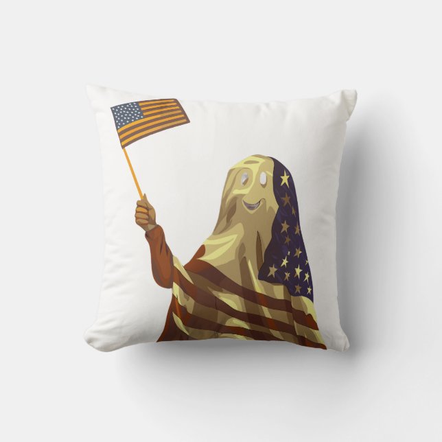 Patriottische Amerikaanse Vlag Geest Halloween Kussen (Voorkant)