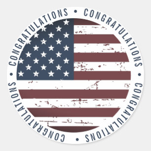 Patriottische Amerikaanse vlag gefeliciteerd Ronde Sticker
