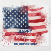 Patriottische Amerikaanse Vlag Gelukkig 4th van Ju Bier Etiket (Enkel label)