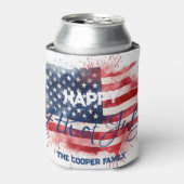 Patriottische Amerikaanse Vlag Gelukkig 4th van Ju Blikjeskoeler (Blikje Voorkant)