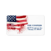 Patriottische Amerikaanse Vlag Gelukkig 4th van Ju Etiket (Voorkant)