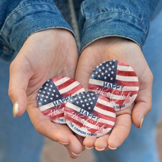 Patriottische Amerikaanse Vlag Gelukkig 4th van Ju Ronde Button 3,2 Cm