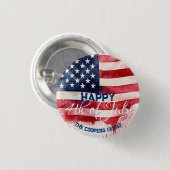 Patriottische Amerikaanse Vlag Gelukkig 4th van Ju Ronde Button 3,2 Cm (Voorkant /achterkant)