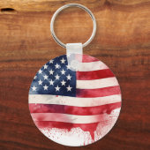 Patriottische Amerikaanse Vlag Gelukkig 4th van Ju Sleutelhanger (Achterkant)