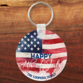 Patriottische Amerikaanse Vlag Gelukkig 4th van Ju Sleutelhanger (Voorkant)