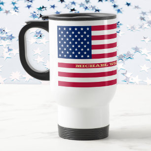 Patriottische Amerikaanse vlag gepersonaliseerd mo Reisbeker