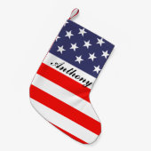 Patriottische Amerikaanse vlag gepersonaliseerde f Kleine Kerstsok (Voorkant (Hangend))