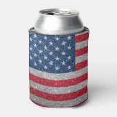 Patriottische Amerikaanse Vlag Glitters Blikjeskoeler (Blikje Voorkant)