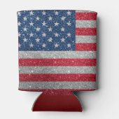 Patriottische Amerikaanse Vlag Glitters Blikjeskoeler (Achterkant)
