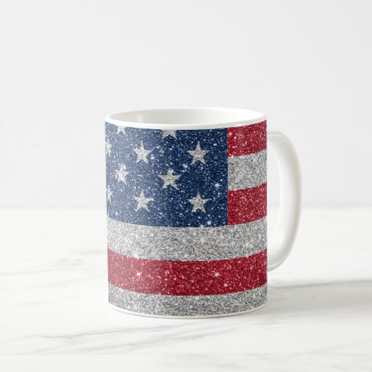 Patriottische Amerikaanse Vlag Glitters Koffiemok (Voorkant rechts)